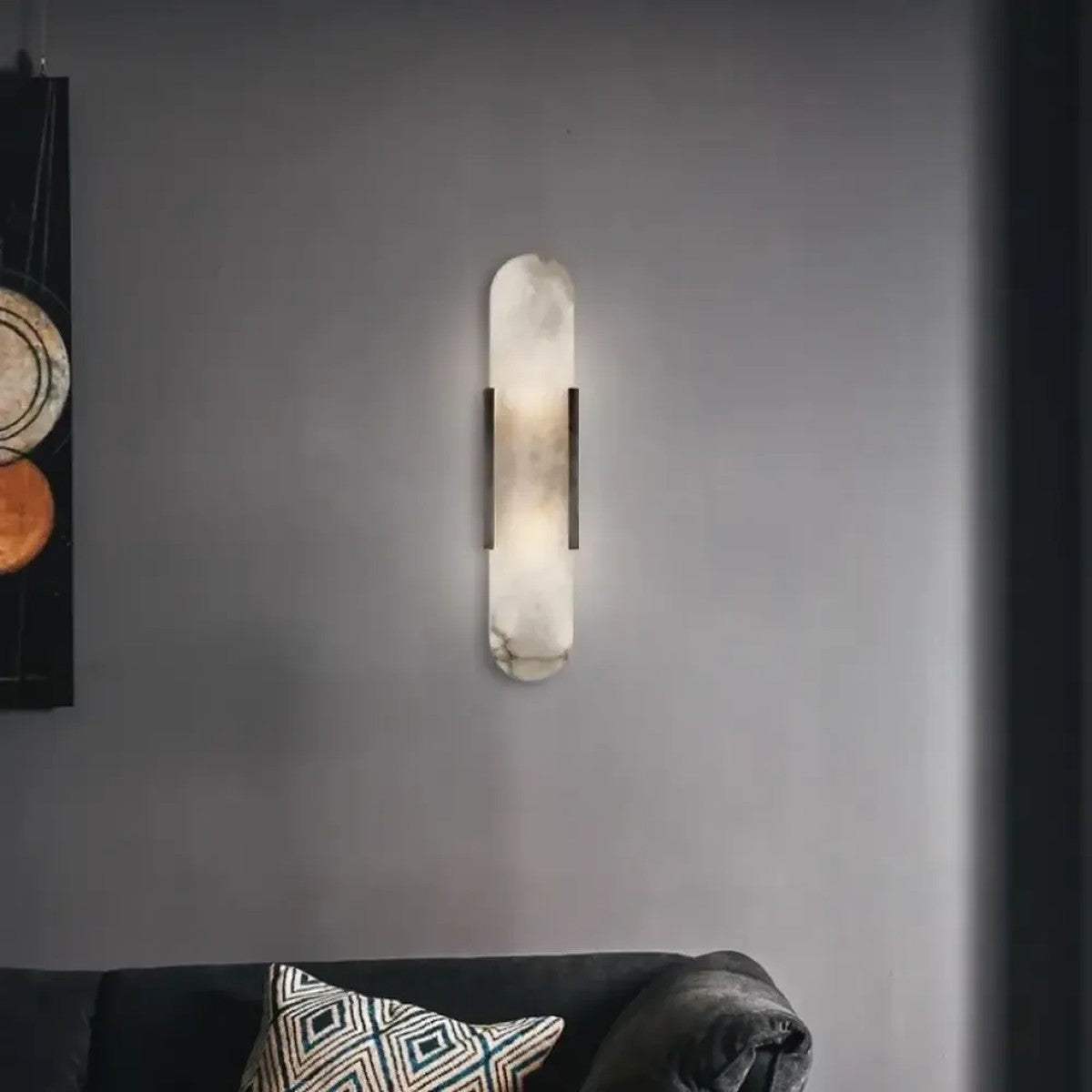 Pietra black alabaster wall light in a living room