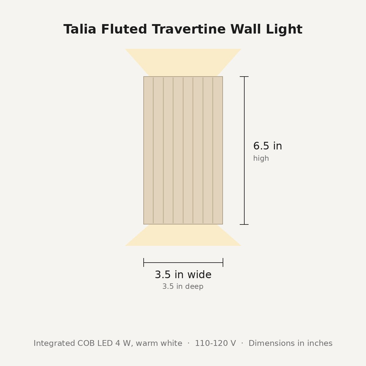 Talia wall sconce dimensions in inches: 6.5 in high, 3.5 in wide, 3.5 in deep