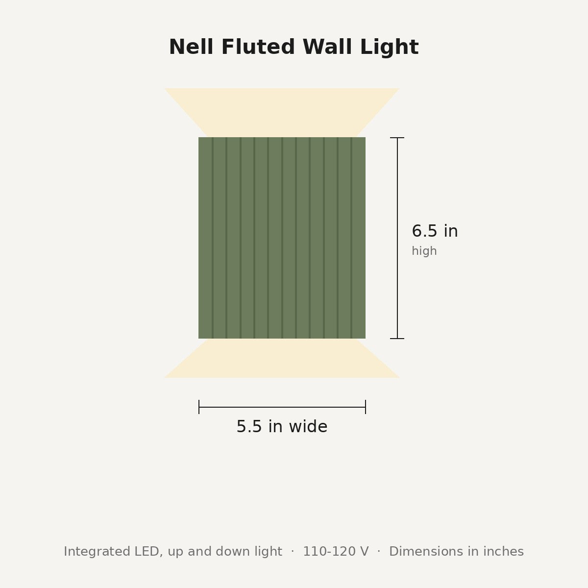 Nell wall sconce dimensions in inches: 6.5 in high, 5.5 in wide