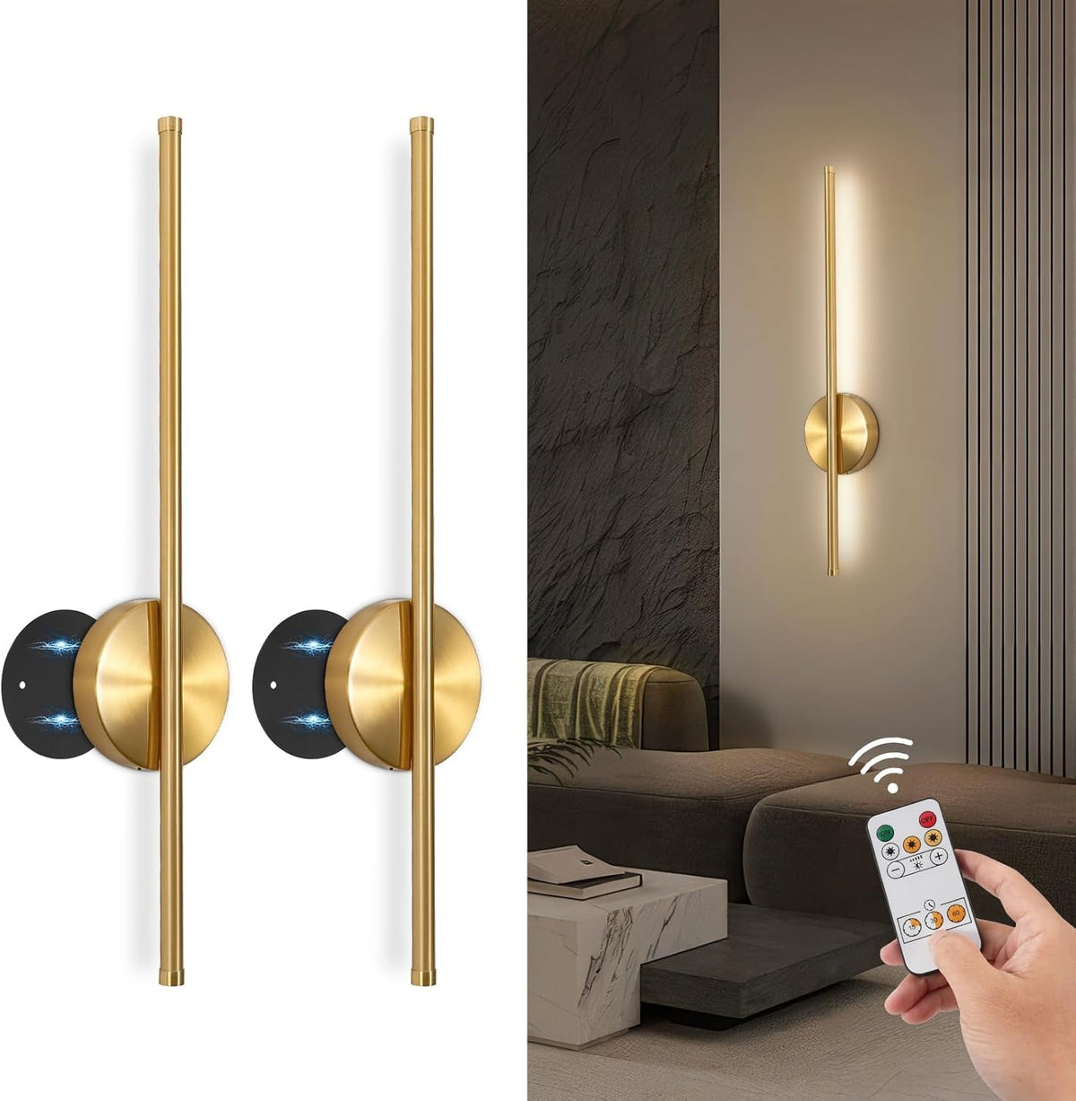 Rechargeable Magnetic LED Wall Sconce with Remote – 19.7 Inch | Linea – alternate view 12