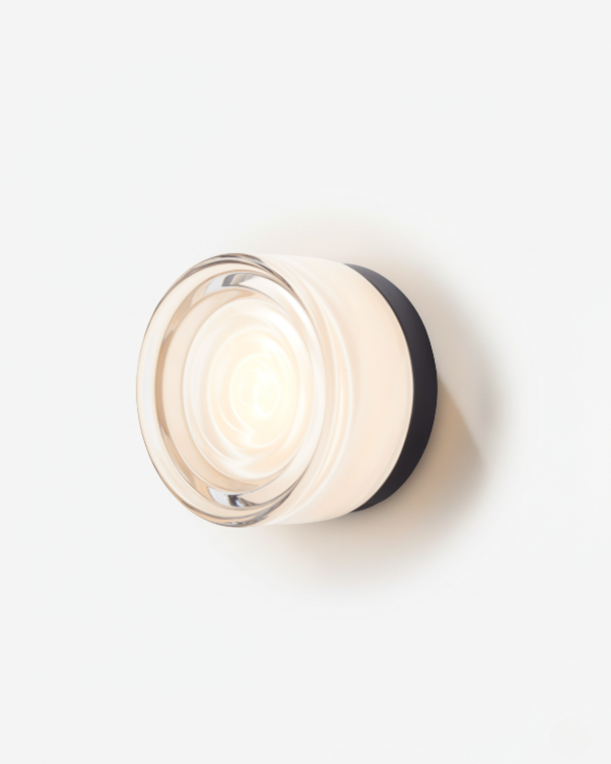 Orla round LED wall light with white ripple shade