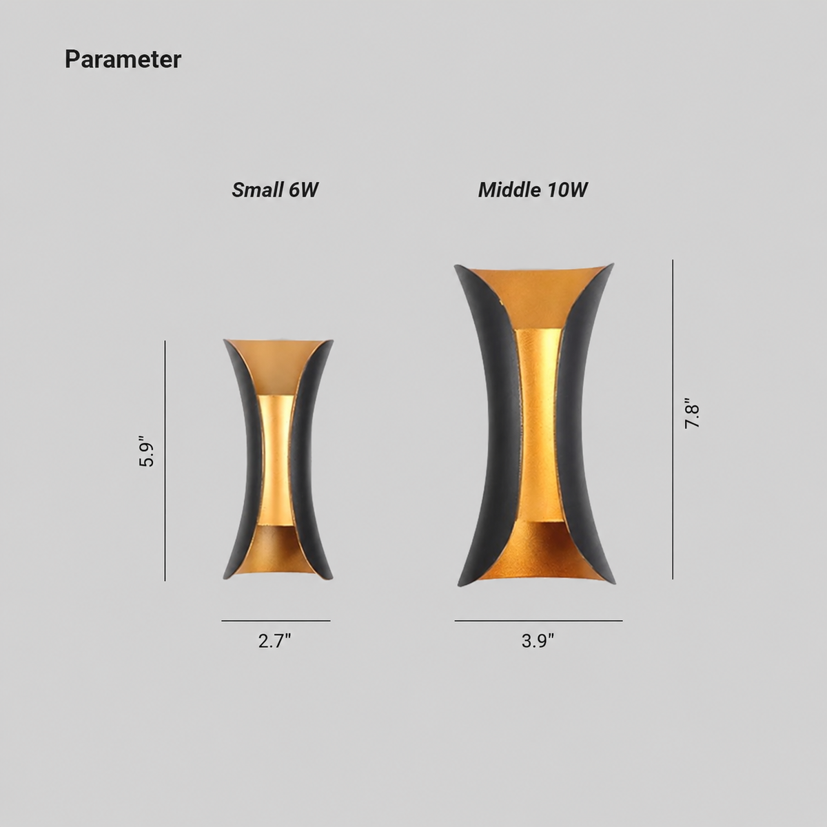 Modern Up & Down LED Wall Sconce – 5.9 or 7.8 Inch | LEDS – size and dimensions