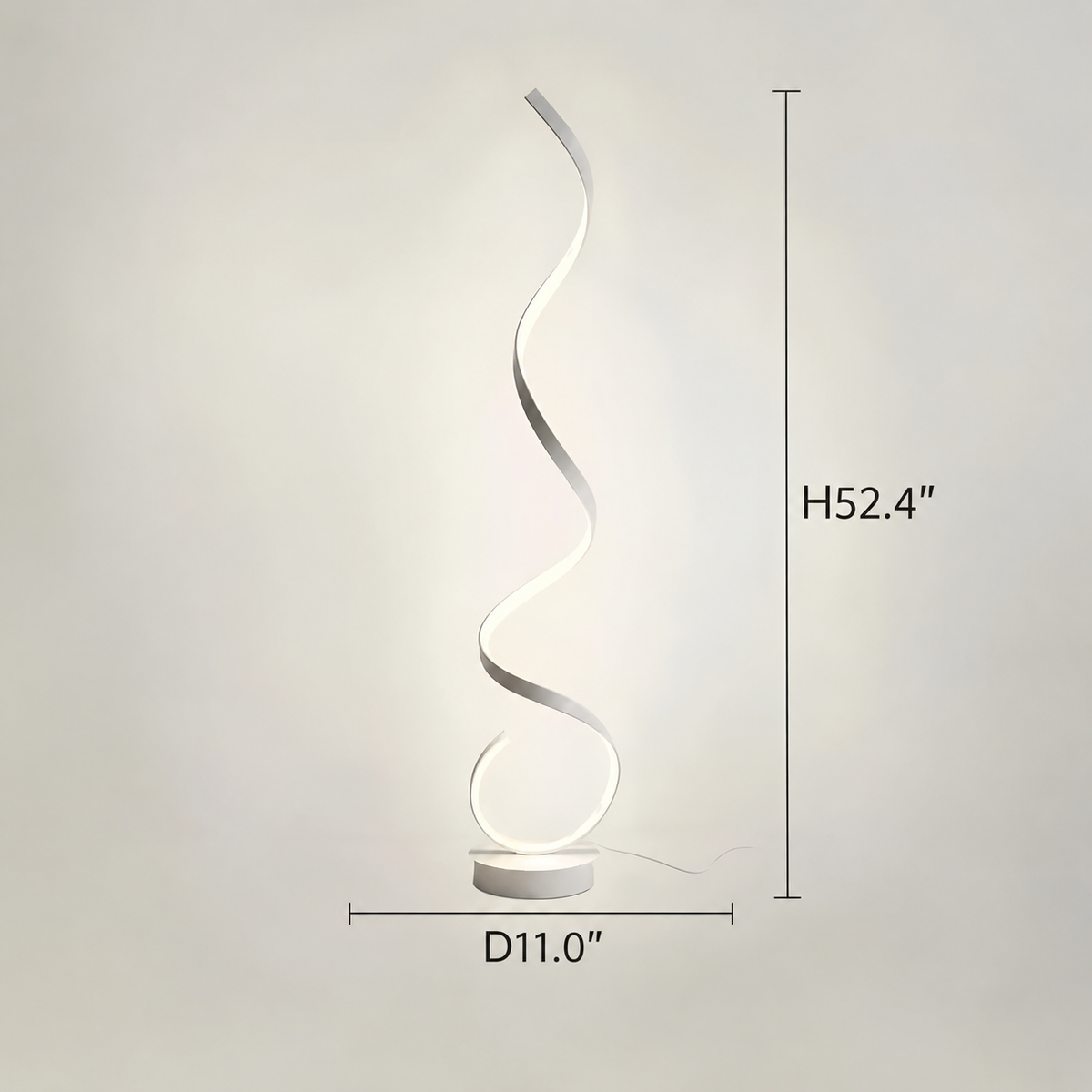 Modern Dimmable LED Spiral Floor Lamp with Remote Control | Sienna – size and dimensions