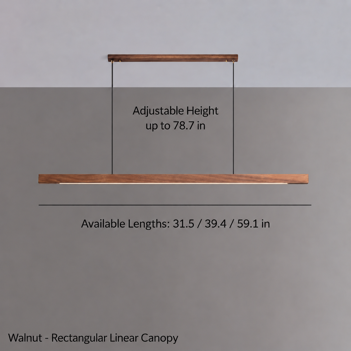 Solid Wood Linear LED Pendant – 31.5 to 47.2 Inch | Linear – wood finish view