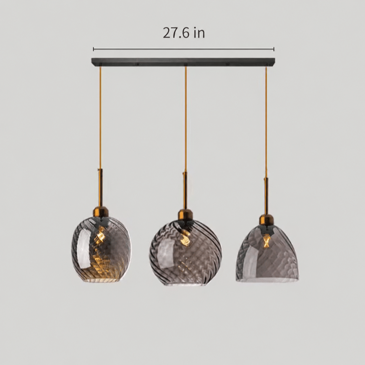 Astrid three-light pendant with a 27.6-inch linear canopy