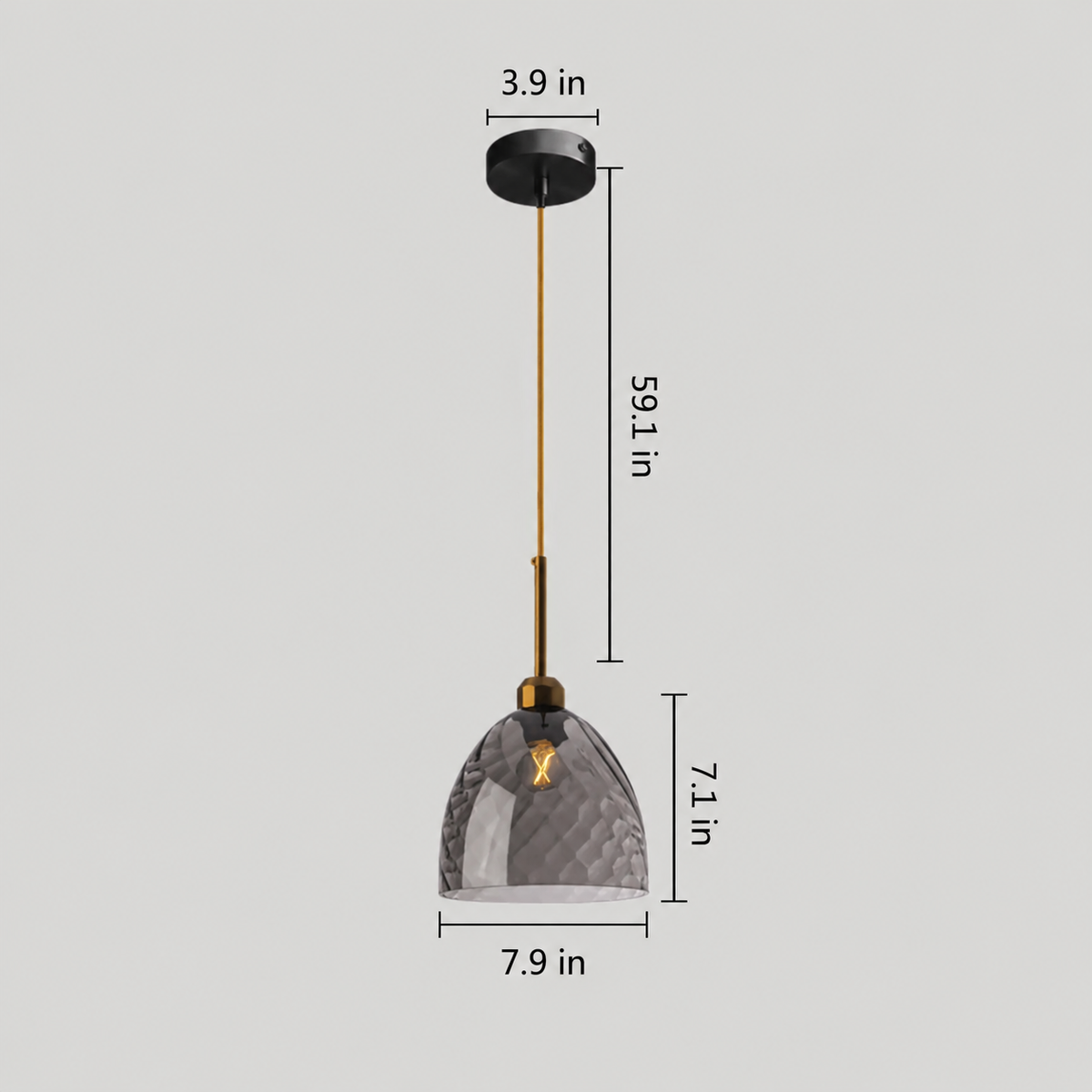 Astrid smoked glass cone shade dimensions in inches