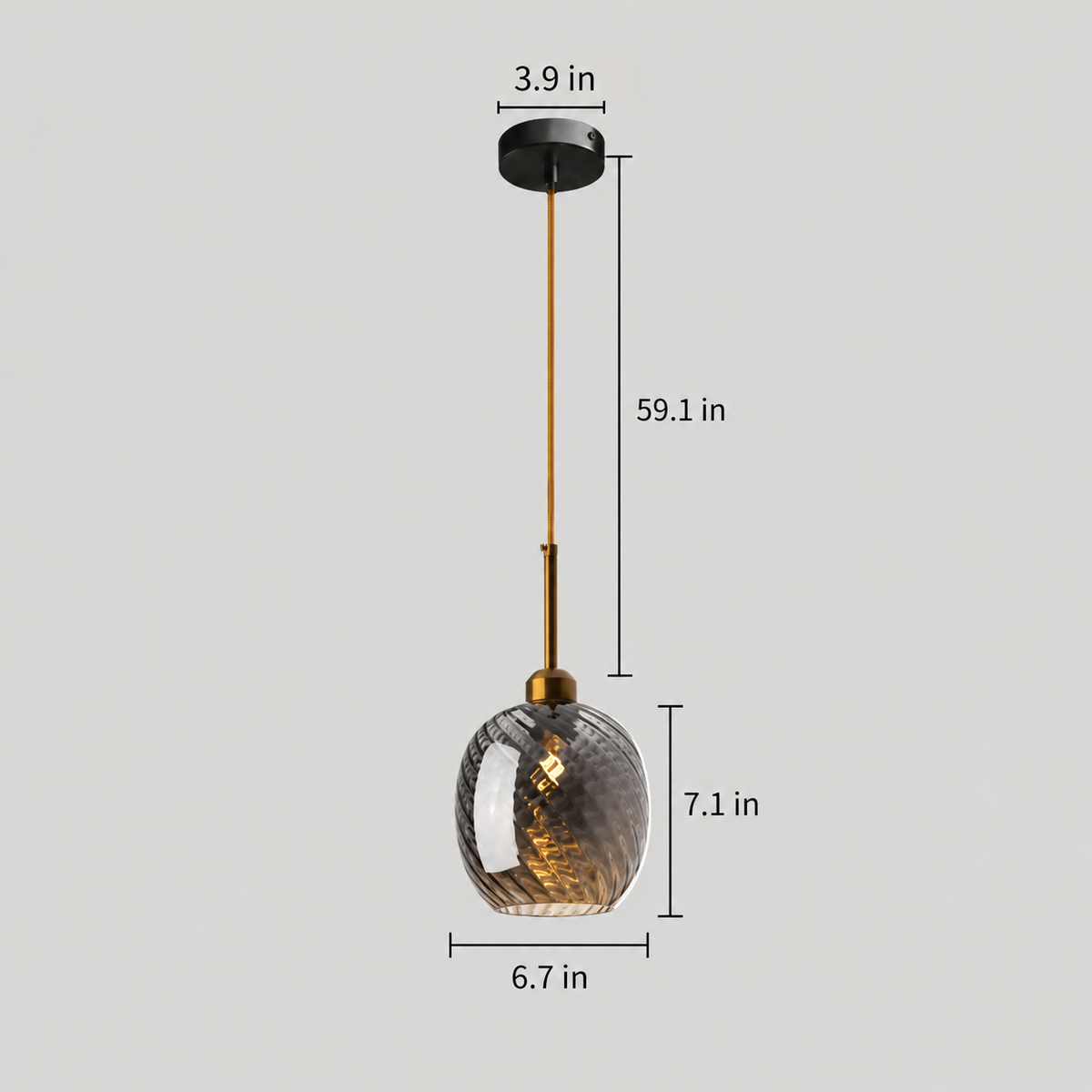 Astrid smoked glass oval shade dimensions in inches