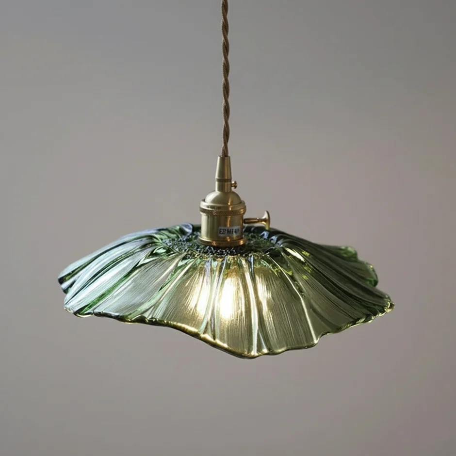 Flora flower glass pendant light — green packshot
