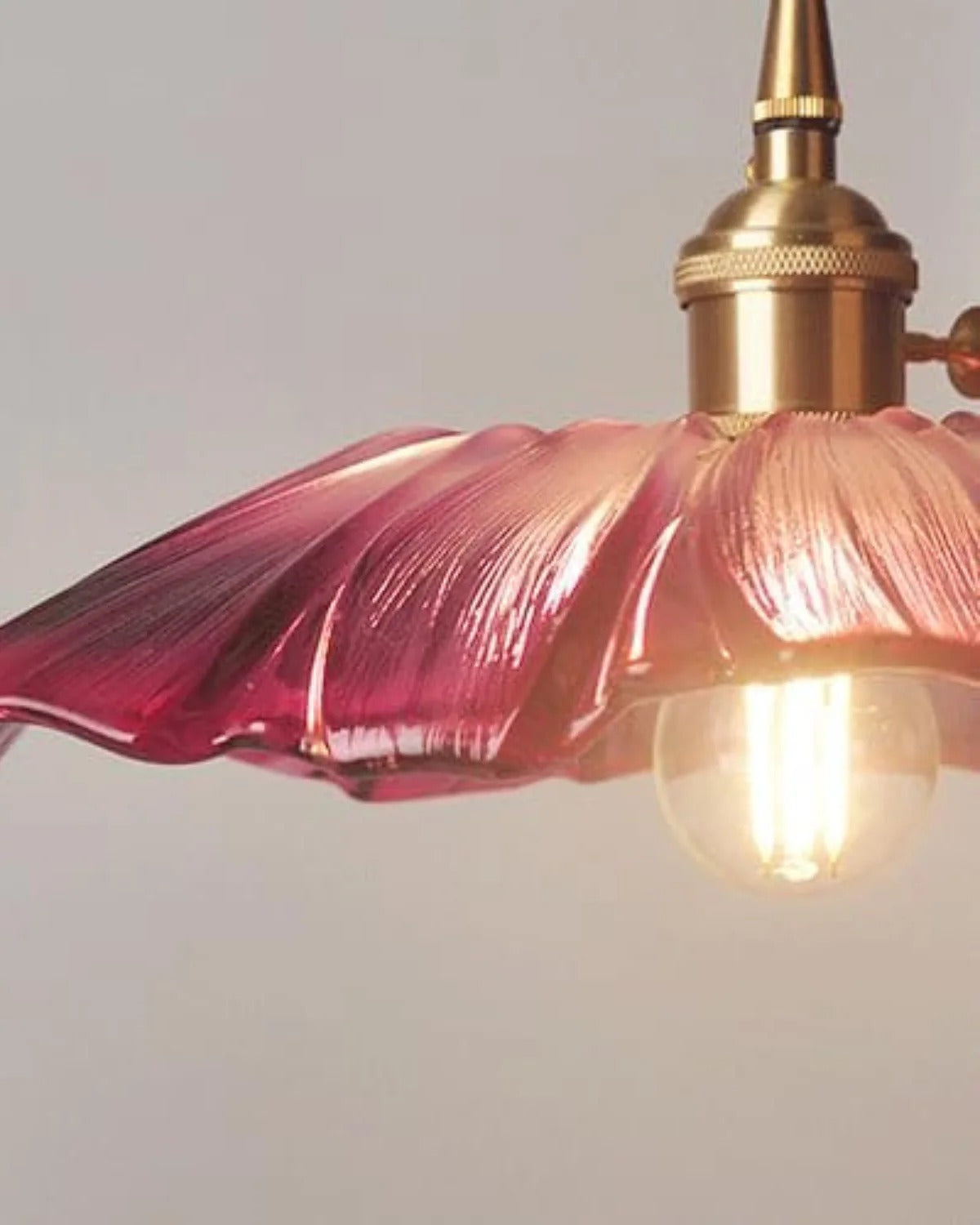Close-up of the Flora purple flower glass pendant light