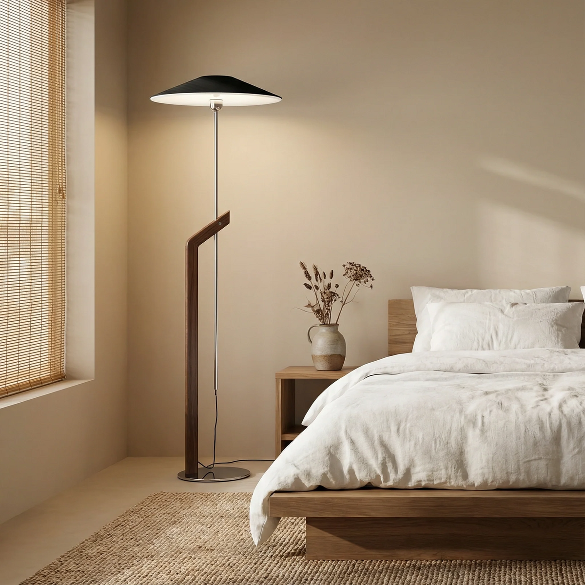 Adjustable Wood & Chrome LED Floor Lamp – 43.3 to 78.7 Inch | Zenith – alternate view 2