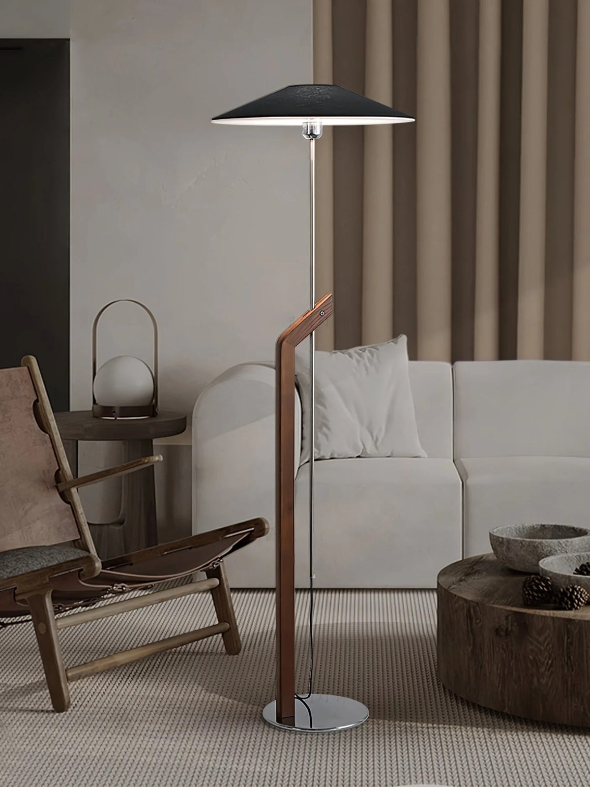 Adjustable Wood & Chrome LED Floor Lamp – 43.3 to 78.7 Inch | Zenith – alternate view 12