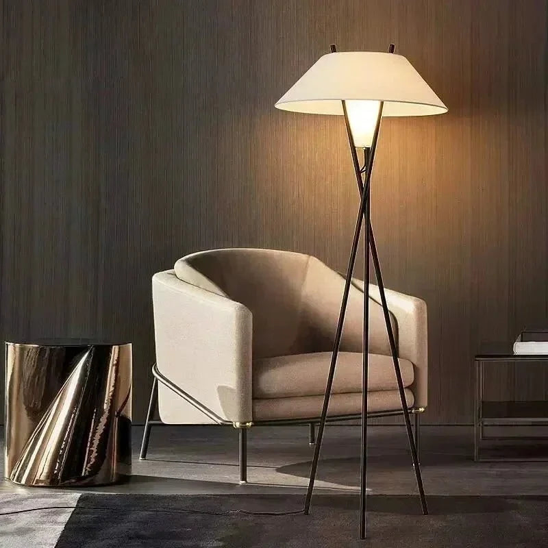 Minimalist Tripod Floor Lamp with Fabric Shade – 65 Inch | Archi