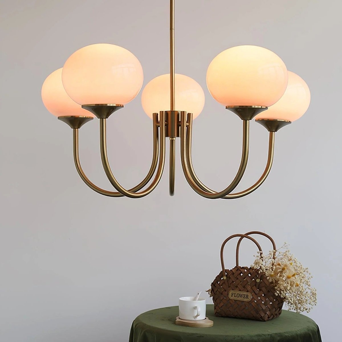 Blown Glass & Brass Globe Chandelier – 3 or 5 Lights | Blossom – alternate view 12