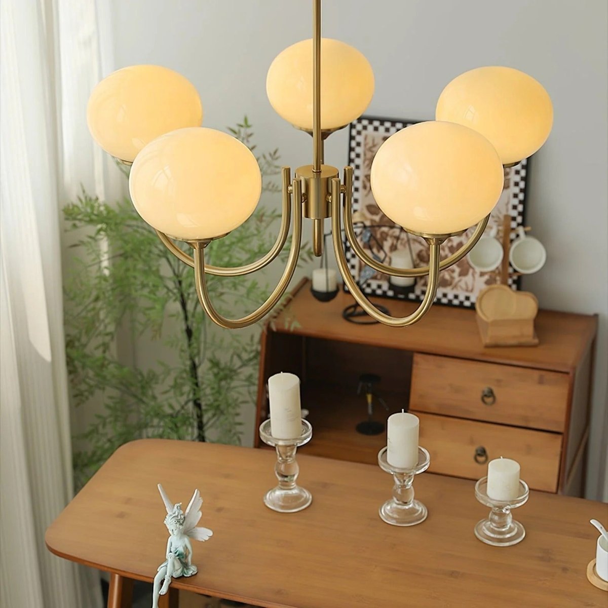 Blown Glass & Brass Globe Chandelier – 3 or 5 Lights | Blossom – alternate view 16