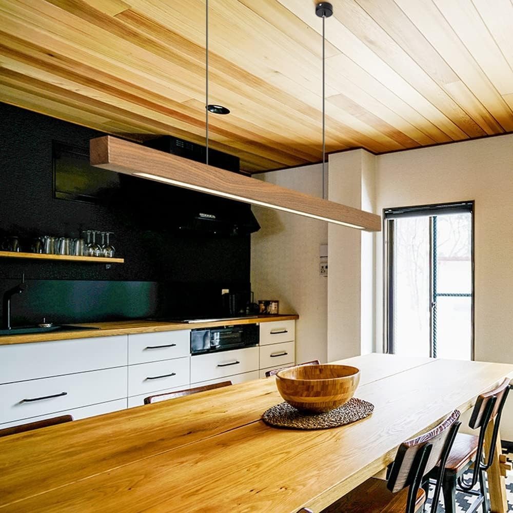 Solid Wood Linear LED Pendant – 31.5 to 47.2 Inch | Linear – alternate view 2