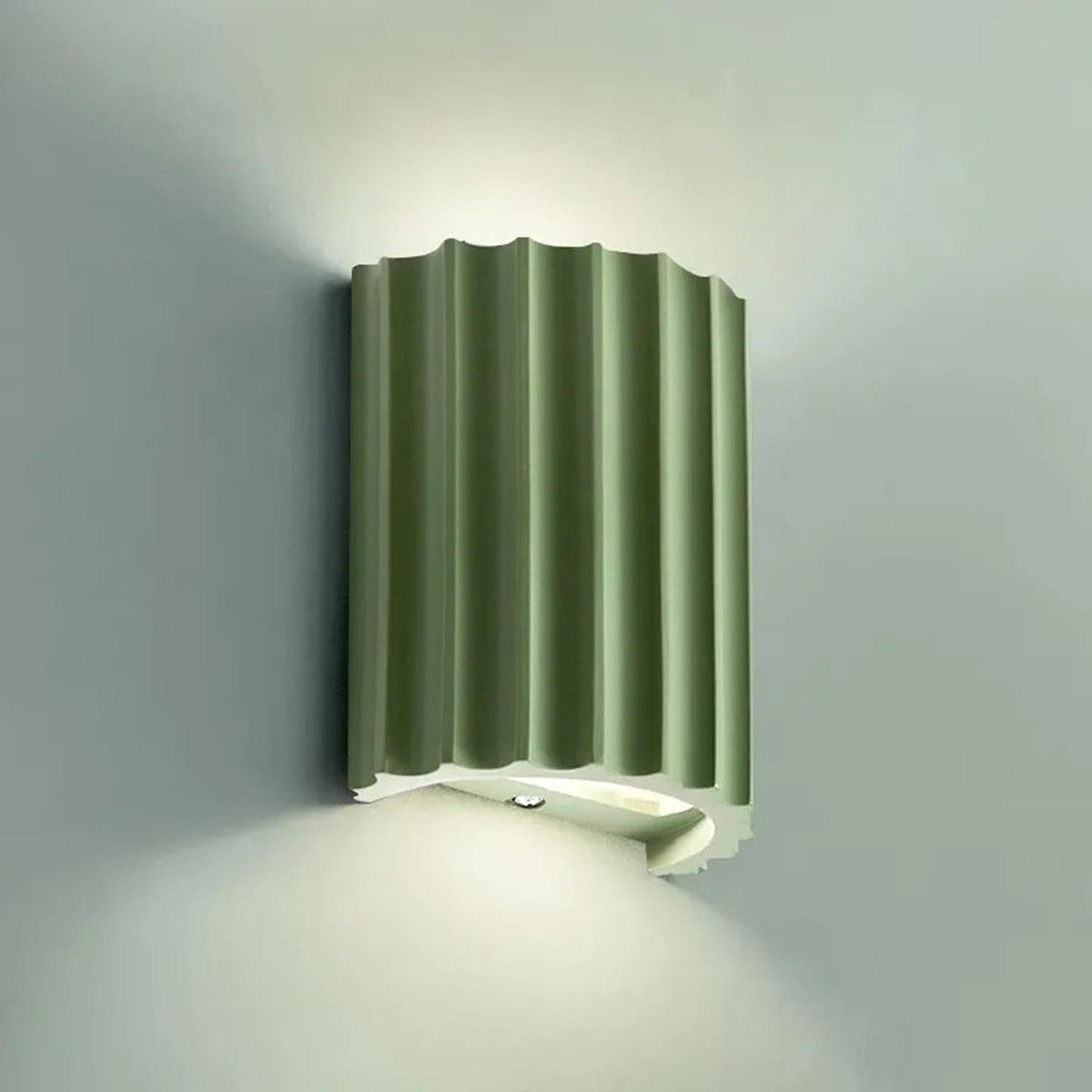Nell fluted wall sconce in matte green with up and down light