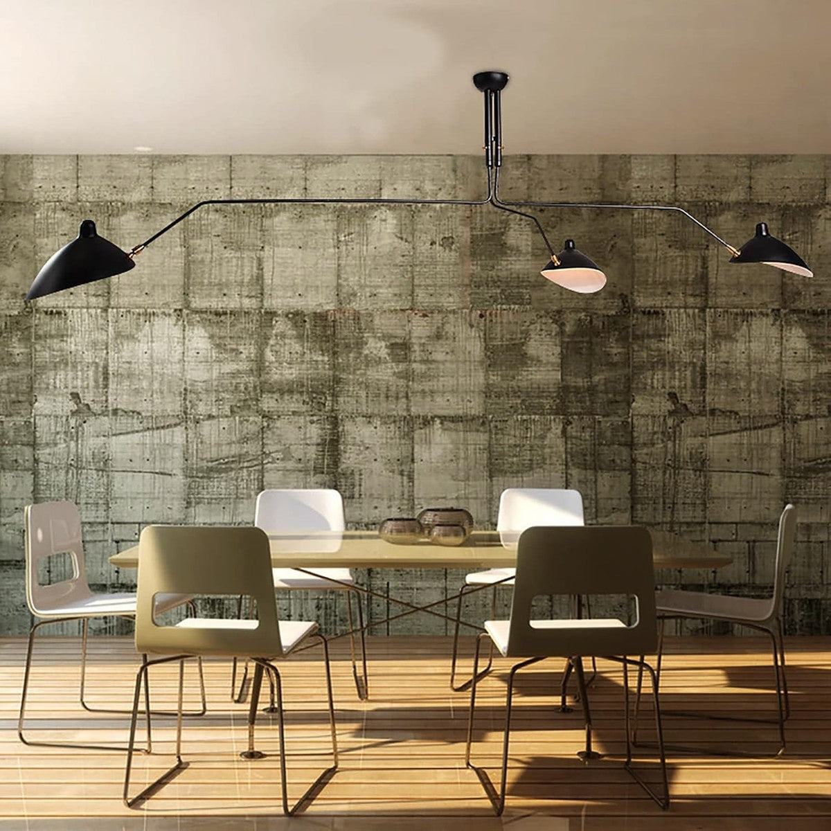 Corella black multi-arm ceiling light above a dining table