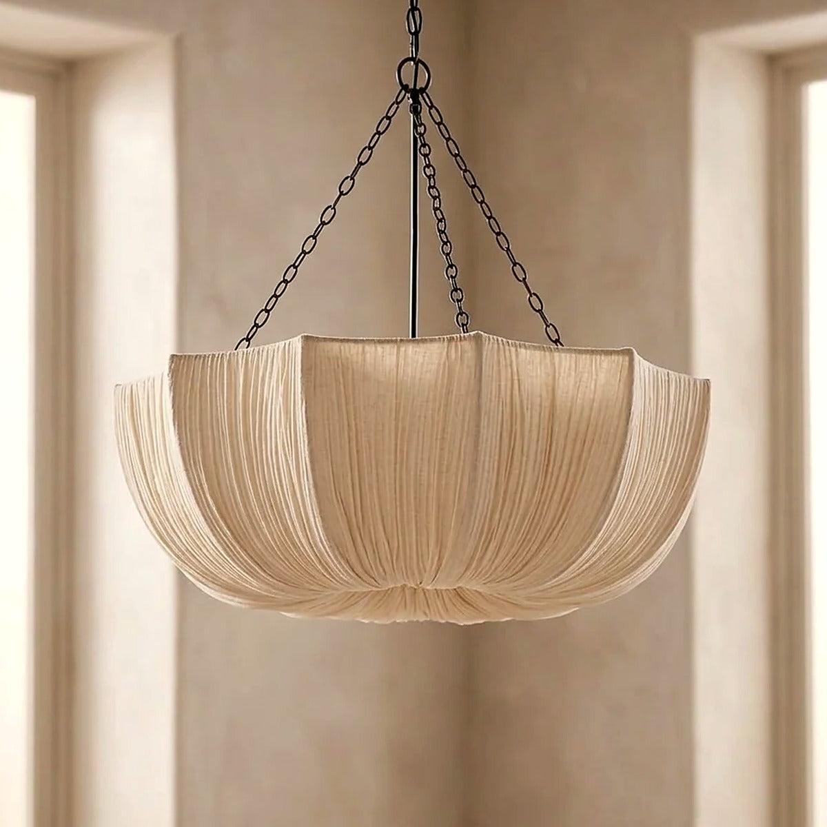 Maris pleated fabric pendant in natural ivory