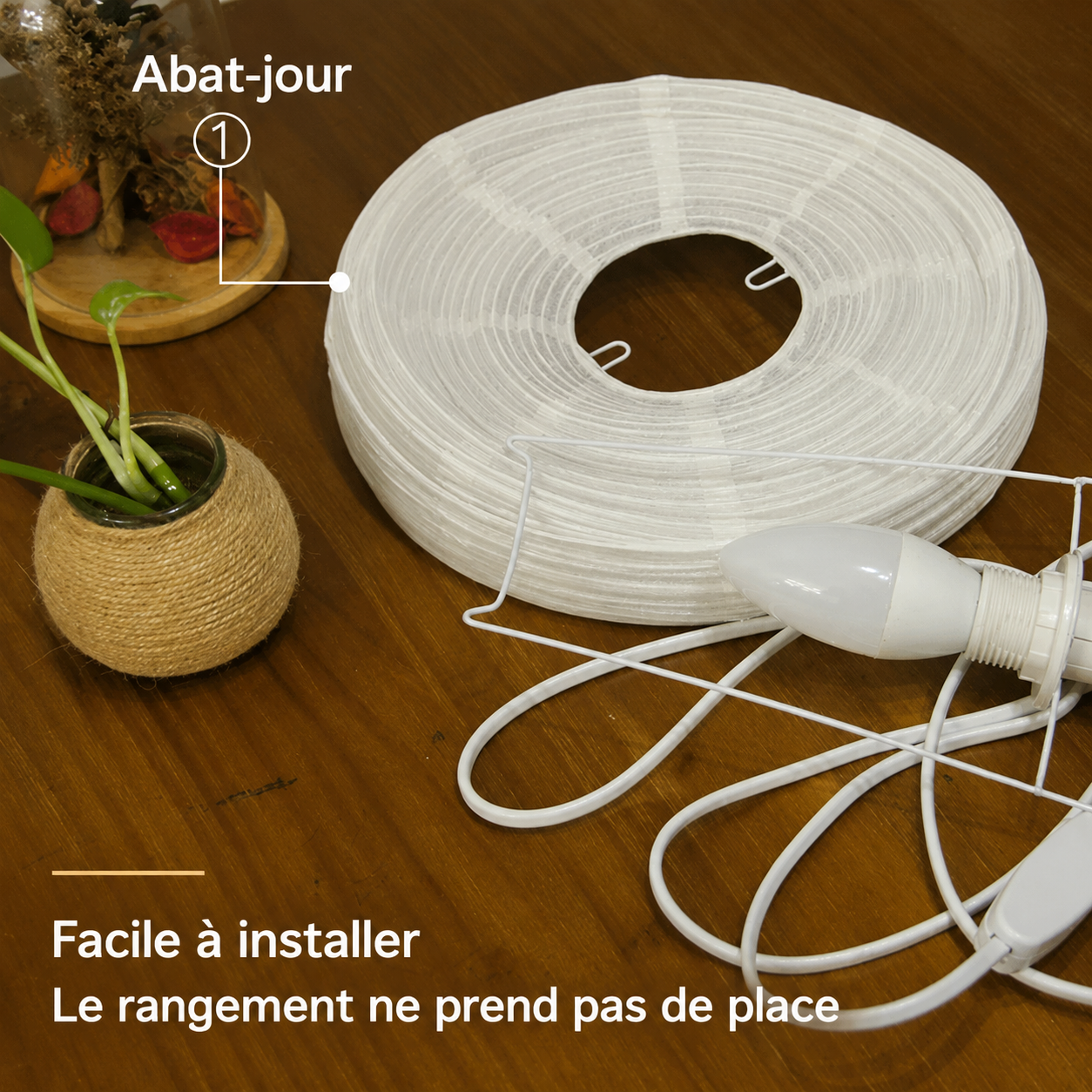 Compact Rice Paper Lantern Table Lamp — Japanese Zen Style | WASHI™