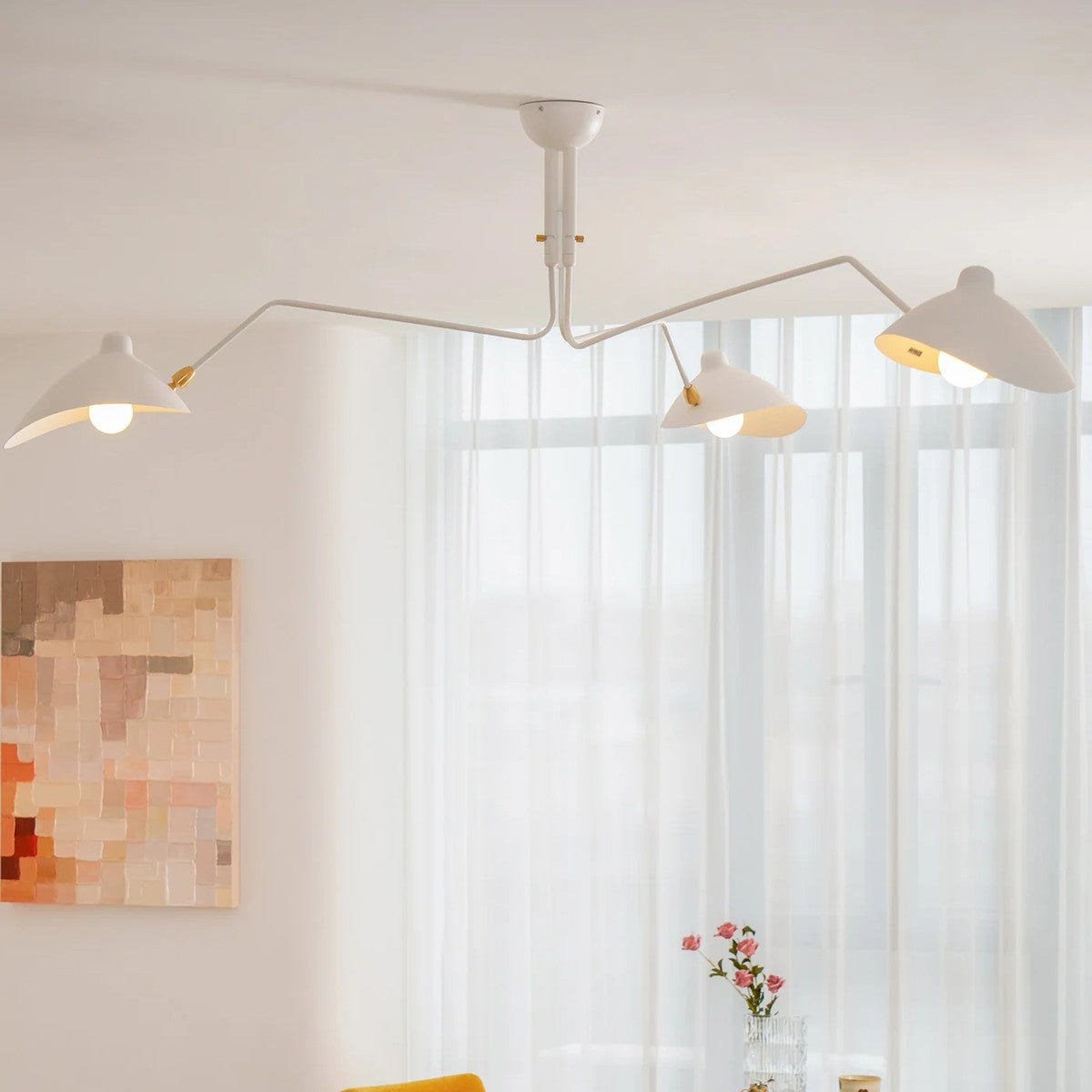 Close-up of the Corella white spider ceiling light
