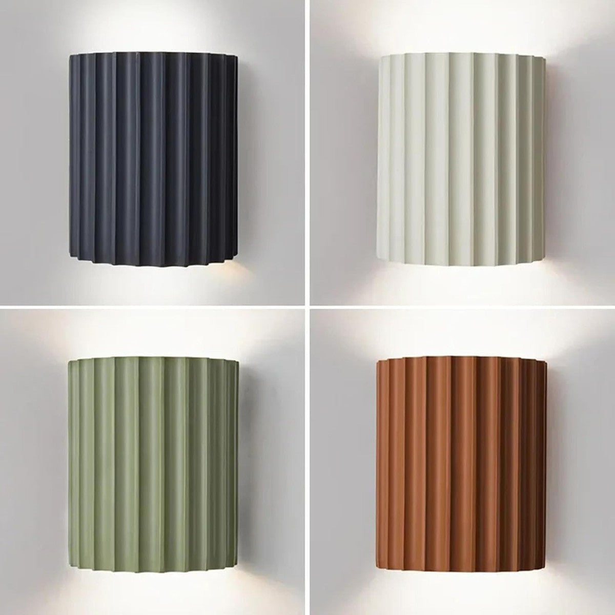 Nell fluted wall sconce in green, terracotta, white and black
