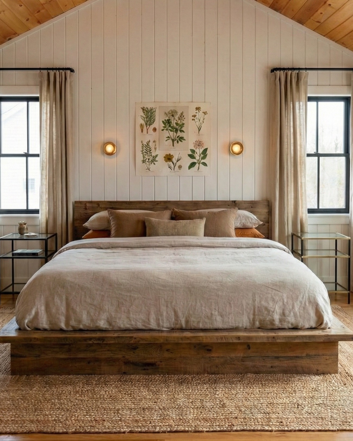 Pair of Orla wall lights above a bed