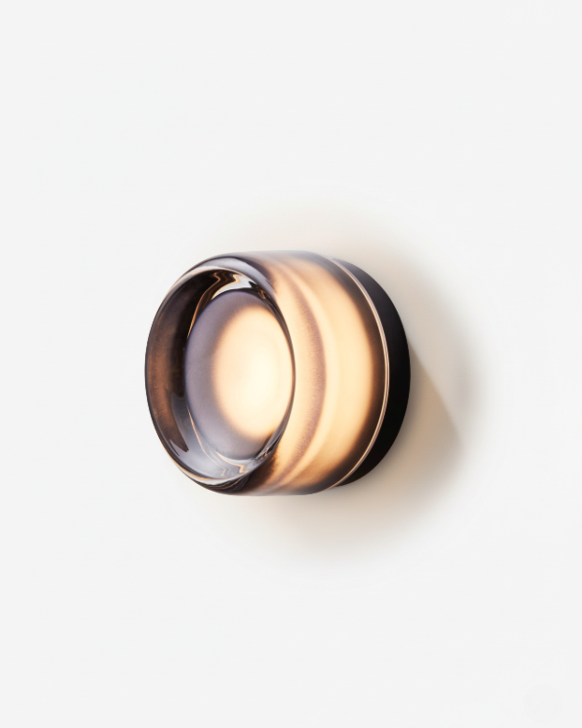 Orla round LED wall light with smooth smoke grey shade