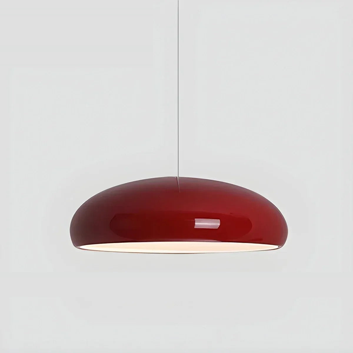 Lola glossy dome LED pendant light in wine red