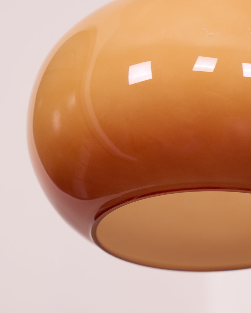 Close-up of the Ovia amber blown glass shade