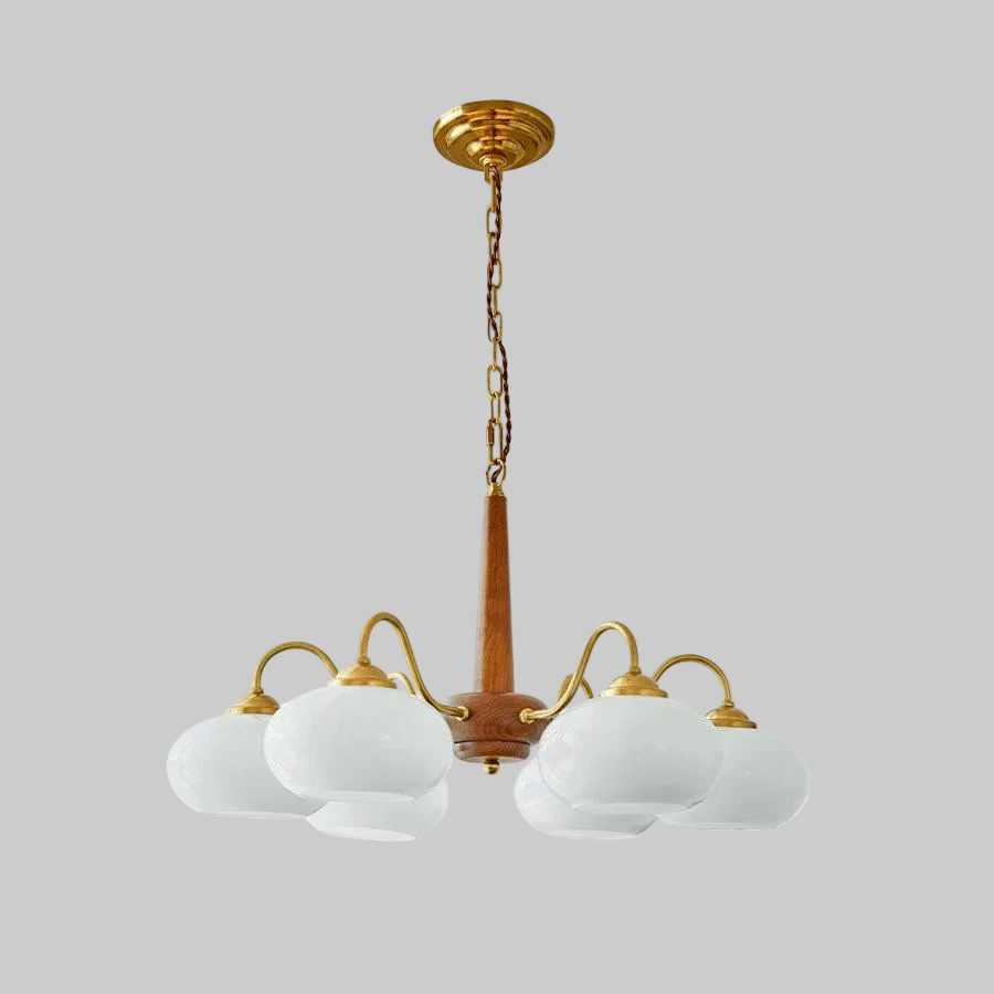 Persimmon Glass & Wood Chandelier – product image 11