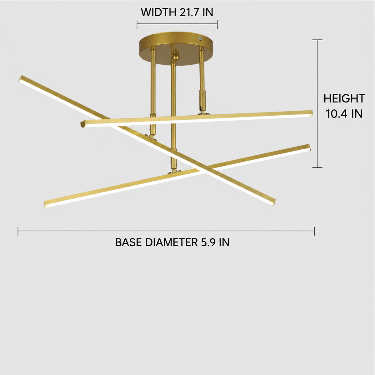Geometric LED Flush Mount – 21.7 Inch, Black or Gold | X-Line – size and dimensions