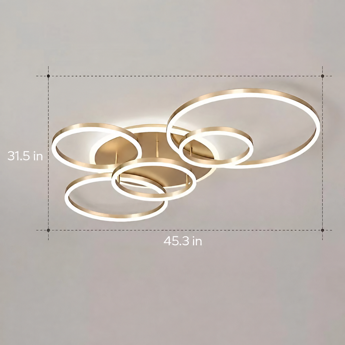 Interlocking Ring LED Flush Mount – 2 to 6 Rings | Circle – size and dimensions