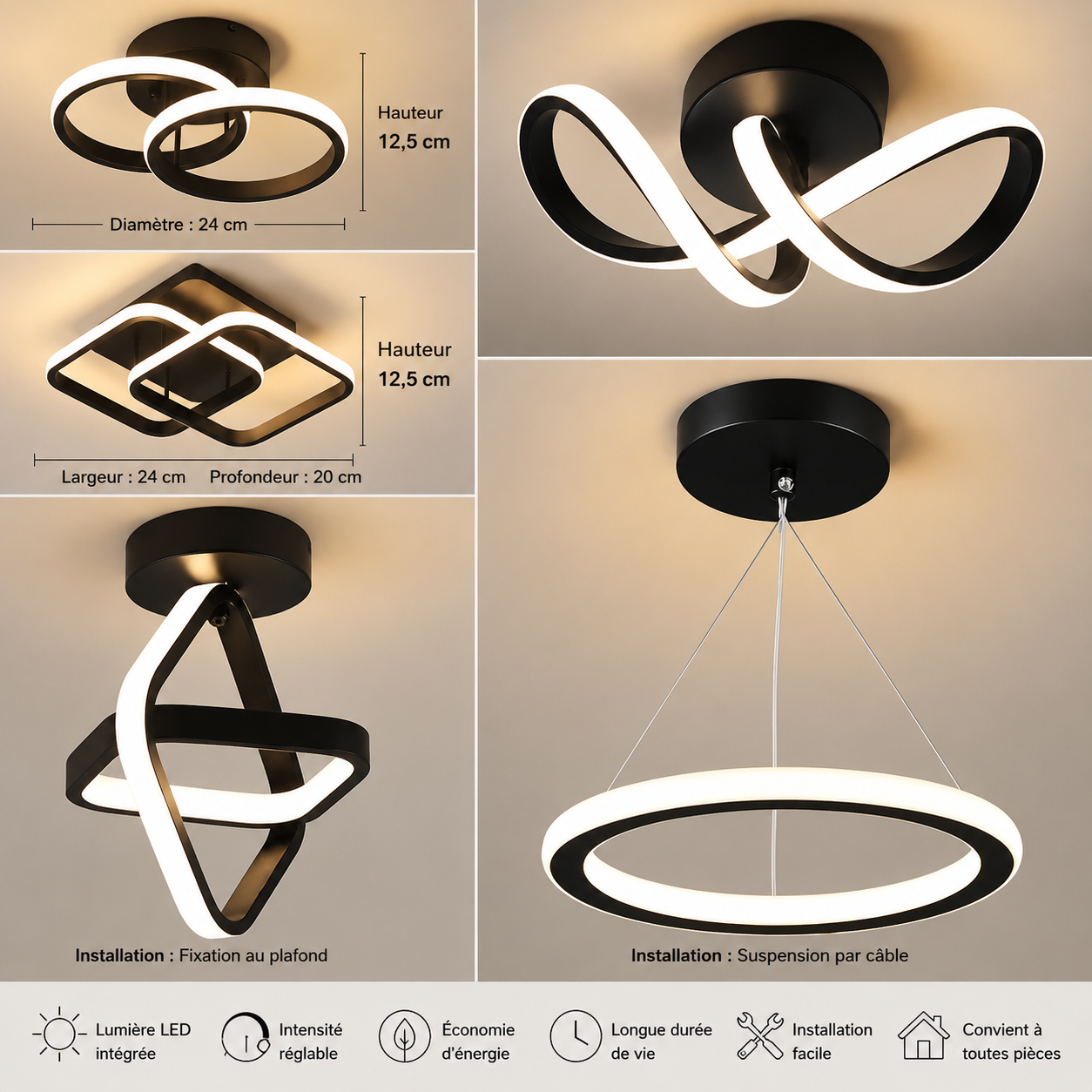 Geometric Tricolor LED Flush Mount — Modern Playful Style | CLOVER™