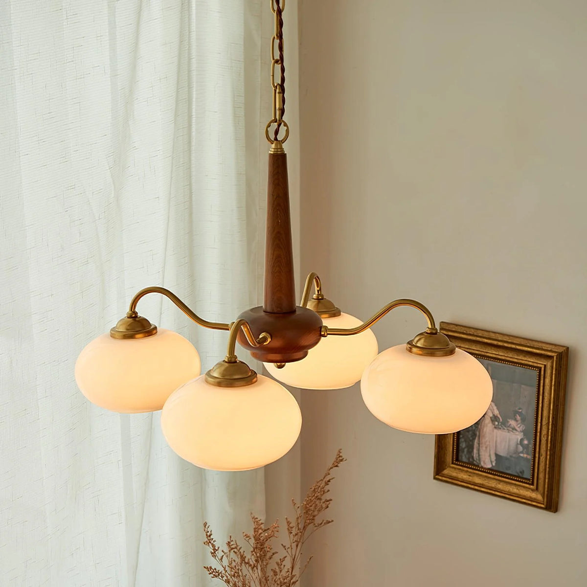 Persimmon Glass & Wood Chandelier – product image 8