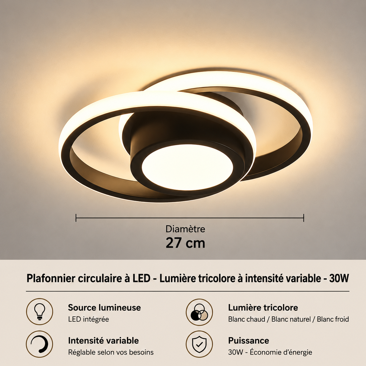 Geometric Tricolor LED Flush Mount — Modern Playful Style | CLOVER™