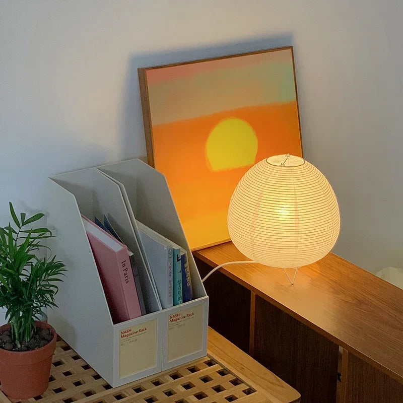Compact Rice Paper Lantern Table Lamp — Japanese Zen Style | WASHI™