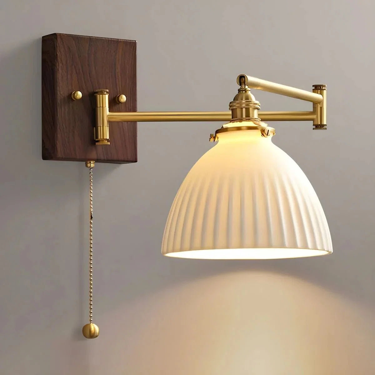 Articulated Walnut & Copper Wall Sconce — Modern Bedside Style | LIANE™