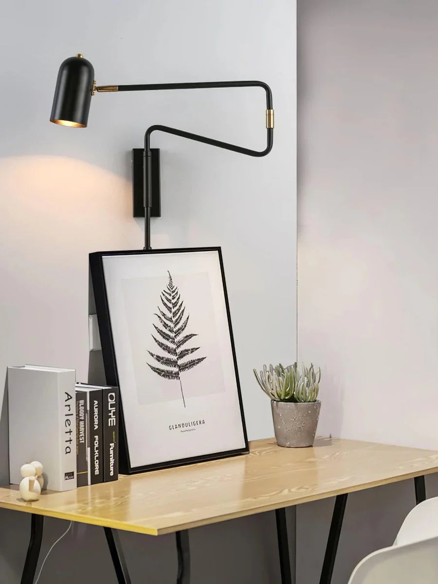 Retractable Articulated Arm Wall Sconce — Vintage Industrial Style | COMPAS™