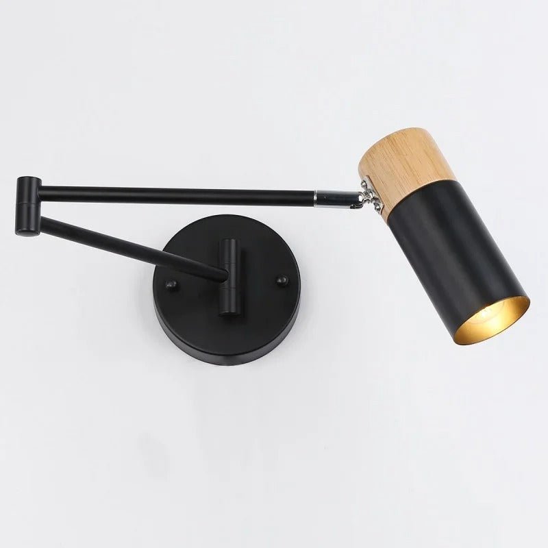 Articulated Wood & Metal Wall Sconce — 360° Swivel Reading Style | Arko™