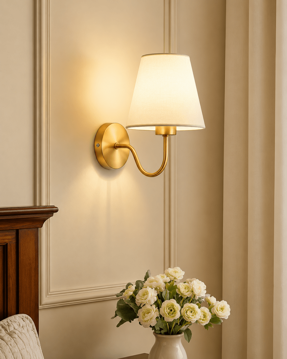 Curved Arm Fabric Shade Wall Sconce — Classic Parisian Style | HAUSSMANN™