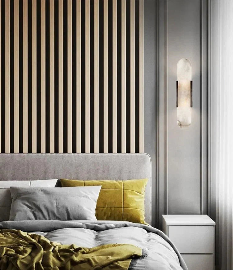 Alabaster-Effect Stone Wall Sconce — Nordic Style | ALBÂTRE™