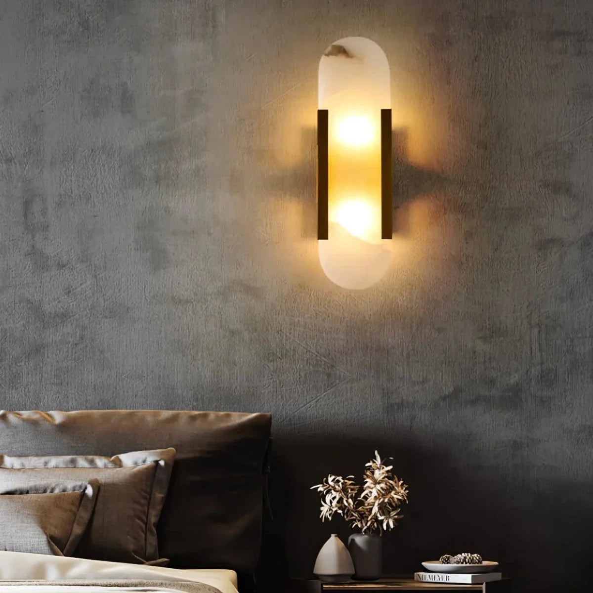 Alabaster-Effect Stone Wall Sconce — Nordic Style | ALBÂTRE™