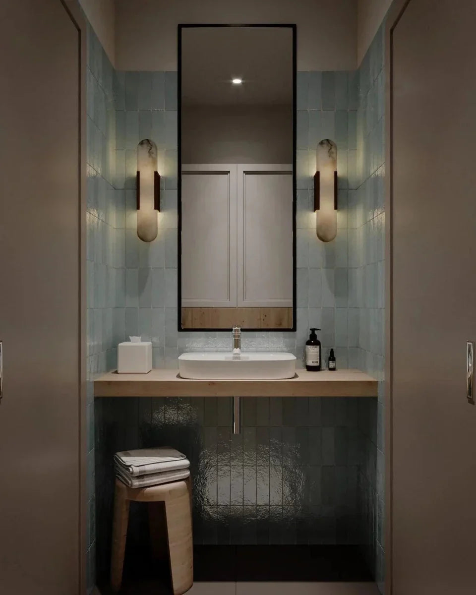 Alabaster-Effect Stone Wall Sconce — Nordic Style | ALBÂTRE™