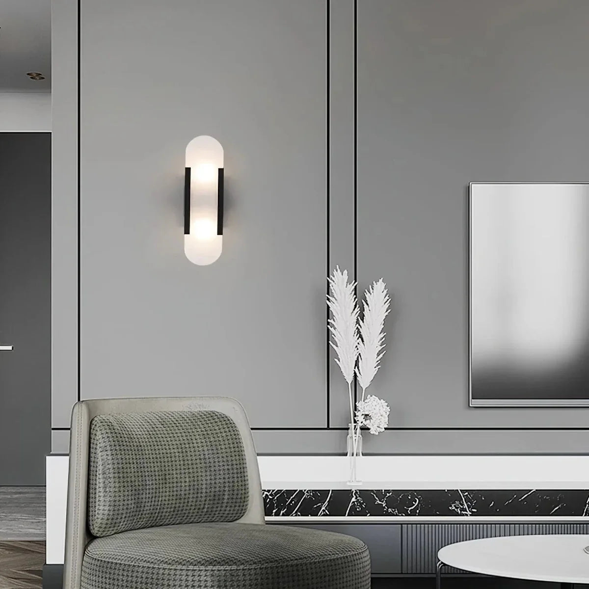 Alabaster-Effect Stone Wall Sconce — Nordic Style | ALBÂTRE™