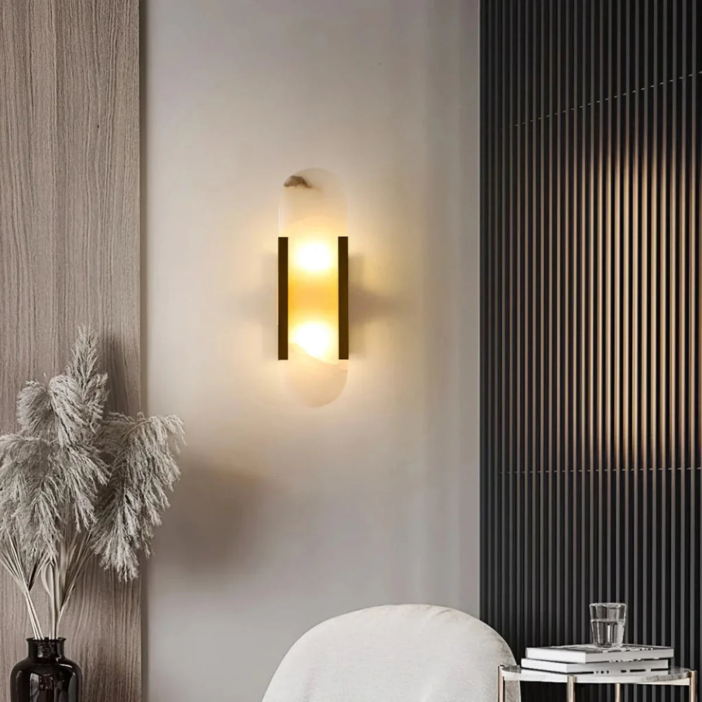 Alabaster-Effect Stone Wall Sconce — Nordic Style | ALBÂTRE™