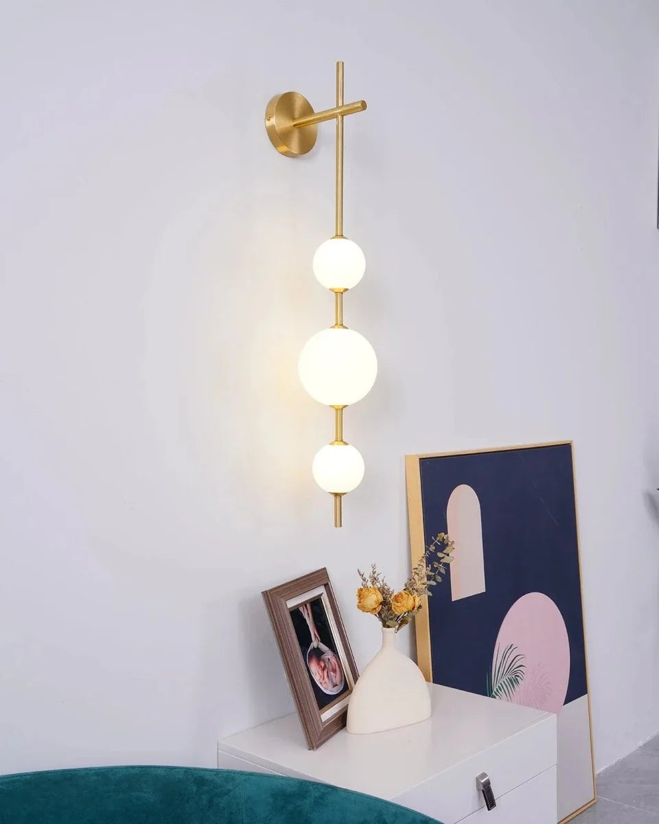 Triple Gold Sphere Wall Sconce — Art Deco Style | ORBE™
