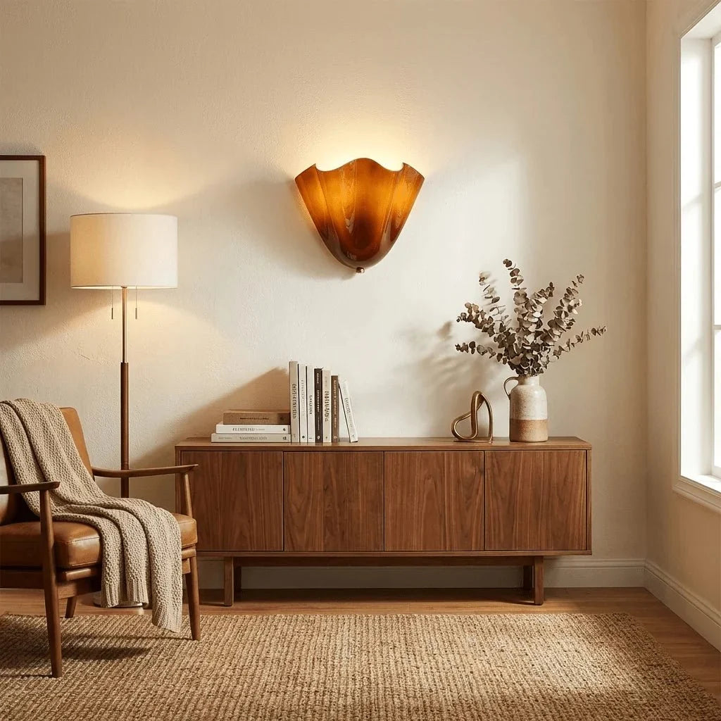 Blown Glass Petal Wall Sconce — French Retro Style | PÉTALE™