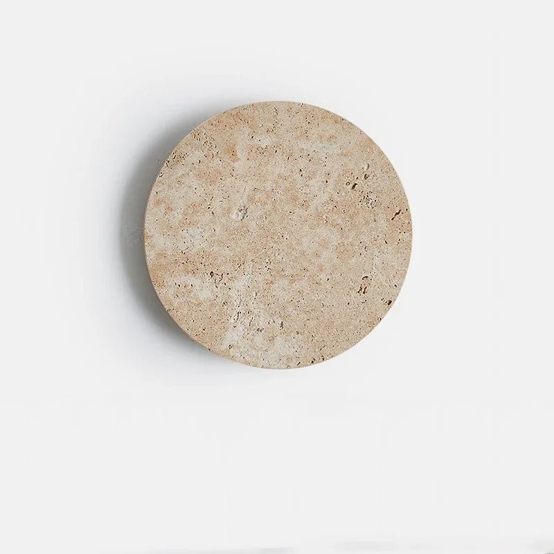 Natural Travertine Disc Wall Sconce — Wabi-Sabi Style | HALO™