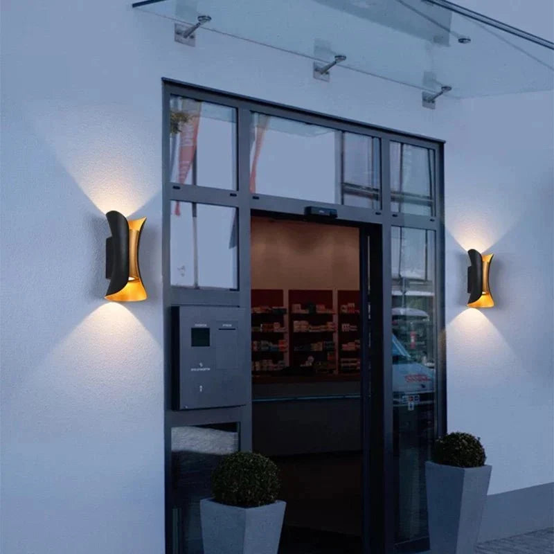 Dual Beam LED Wall Sconce — Black & Gold Aluminum Style | LEDS™