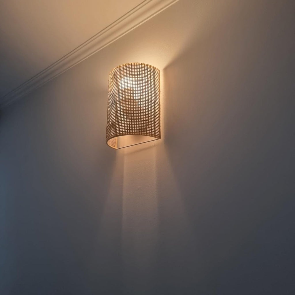 Hand-Woven Bamboo Wall Sconce — Japandi Natural Style | BAMB™